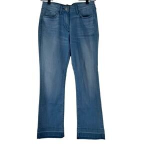 3x1 Womens Bootcut Jeans Raw Hem Crop Mid Rise Stretch Cotton Blend Med Wash 25